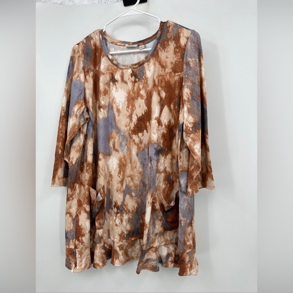 LOGO by Lori Goldstein Tiered tunic shirt dress Pockets size extra large NWOT - Picture 1 of 6